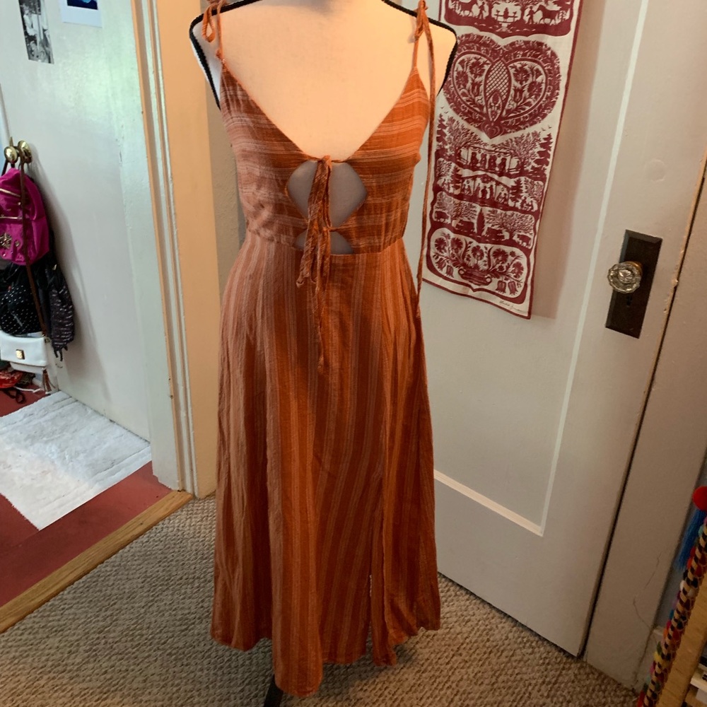 Burnt orange & cream-striped dress